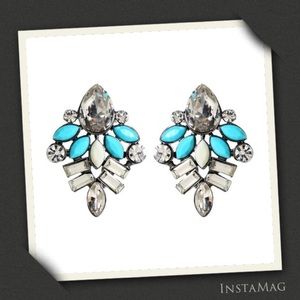 AMRITA SINGH Austrian Crystal Turquoise Blue Goa Stud Earrings